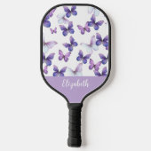 Paarse vlinder pickleball-paddle met eigen naam pickleball paddle (Achterkant)