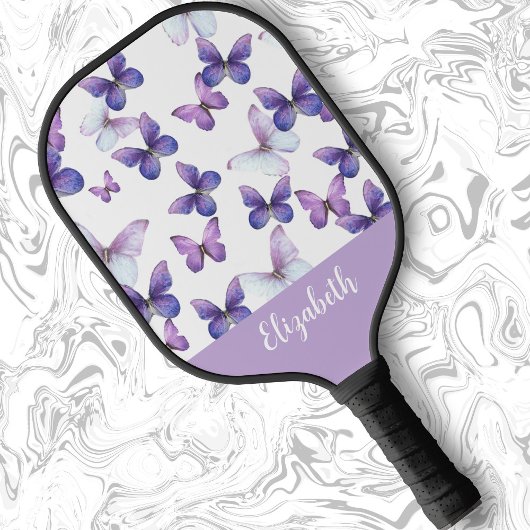 Paarse vlinder pickleball-paddle met eigen naam pickleball paddle