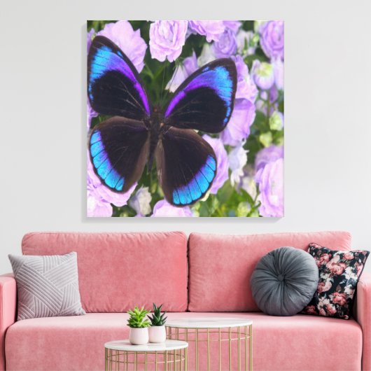 Paarse vlinder Premium verpakt canvas (Insitu (Woonkamer))