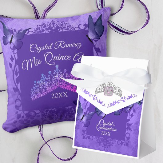 Paarse vlinder Quinceanera Bedankdoosjes