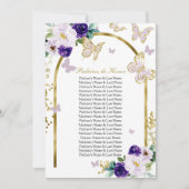 Paarse Vlinder Quinceanera Padrinos de Honor Kaart (Voorkant)