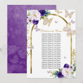 Paarse Vlinder Quinceanera Padrinos de Honor Kaart (Voorkant / Achterkant)