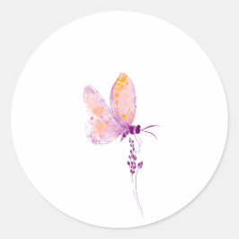 Paarse vlinder ronde sticker