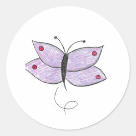 Paarse vlinder ronde sticker