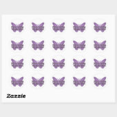 Paarse vlinder ronde sticker (Vel)