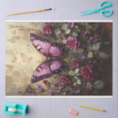 Paarse Vlinder Roos Struik Schilderij Decoupage Tissuepapier (Craft)