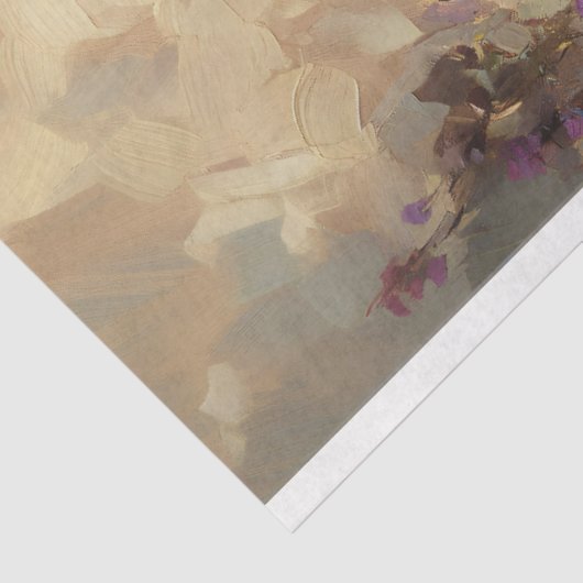 Paarse Vlinder Roos Struik Schilderij Decoupage Tissuepapier (Detail)