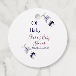 Paarse vlinder roze baby shower oh baby modern bedankjes labels