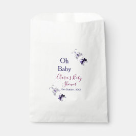Paarse vlinder roze baby shower oh baby modern bedankzakje