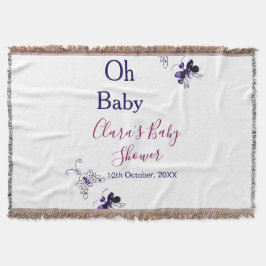 Paarse vlinder roze baby shower oh baby modern deken