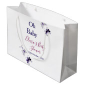 Paarse vlinder roze baby shower oh baby modern groot cadeauzakje (Achterkant Gekanteld)