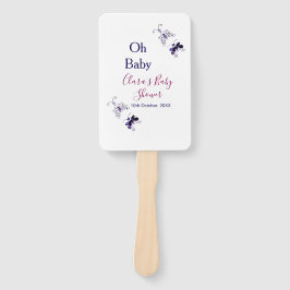 Paarse vlinder roze baby shower oh baby modern handwaaier