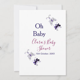 Paarse vlinder roze baby shower oh baby modern kaart