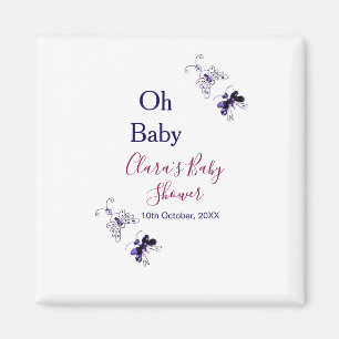 Paarse vlinder roze baby shower oh baby modern magneet