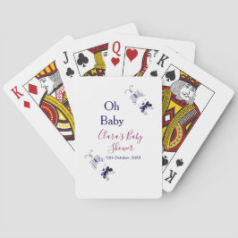 Paarse vlinder roze baby shower oh baby modern pokerkaarten