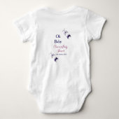 Paarse vlinder roze baby shower oh baby modern romper (Achterkant)