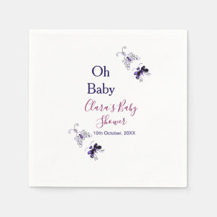 Paarse vlinder roze baby shower oh baby modern servet