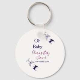 Paarse vlinder roze baby shower oh baby modern sleutelhanger