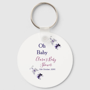 Paarse vlinder roze baby shower oh baby modern sleutelhanger