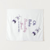 Paarse vlinder roze baby shower oh baby modern wandkleed (Voorkant (horizontaal))