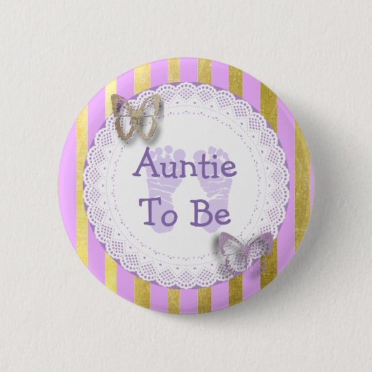 Paarse vlinder tante wordt baby shower knop ronde button 5,7 cm (Voorkant)