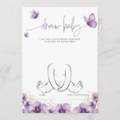 Paarse vlinder Teken het Baby shower Game Kaart (Voorkant)