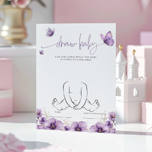 Paarse vlinder Teken het Baby shower Game Kaart