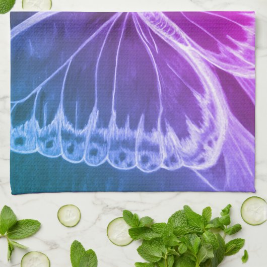 Paarse vlinder theedoek (Gevouwen)