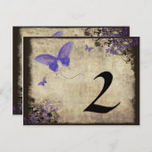 Paarse Vlinder Trouwtafel Nummer Briefkaart (Voorkant / Achterkant)
