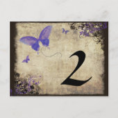 Paarse Vlinder Trouwtafel Nummer Briefkaart (Voorkant)