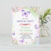 Paarse vlinder uitnodiging (Staand voorkant)