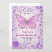 Paarse vlinder - uitnodiging (Voorkant / Achterkant)