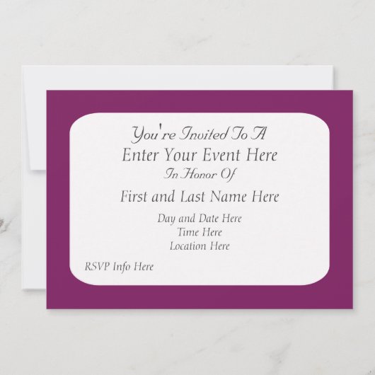 Paarse vlinder - uitnodiging voor een jodenfeest (Achterkant)