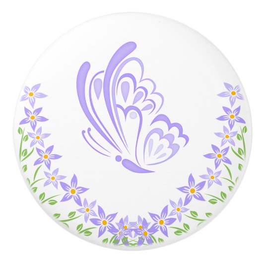 Paarse vlinder verfraaiing keramische knop (Voorkant)