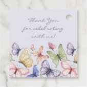 Paarse vlinder verjaardag bedankjes labels (Achterkant)