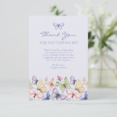 Paarse vlinder verjaardag bedankkaart (Staand voorkant)