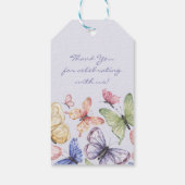 Paarse vlinder verjaardag cadeaulabel (Achterkant)