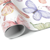 Paarse vlinder verjaardag cadeaupapier (Rol Hoek)