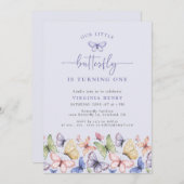 Paarse vlinder verjaardag kaart (Voorkant / Achterkant)