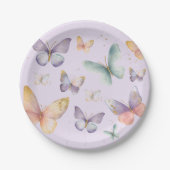 Paarse vlinder verjaardag papieren bordje (Voorkant)