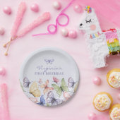 Paarse vlinder verjaardag papieren bordje (Feest)