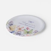 Paarse vlinder verjaardag papieren bordje (Gekanteld)