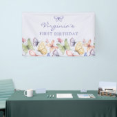 Paarse vlinder verjaardag spandoek (Beurs)