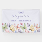 Paarse vlinder verjaardag spandoek (Horizontaal)