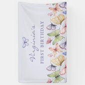 Paarse vlinder verjaardag spandoek (Verticaal)