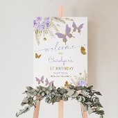 Paarse Vlinder Verjaardag Welkom Poster