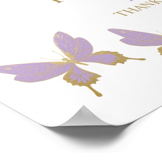 Paarse Vlinder Verjaardag Welkom Poster (Hoek)