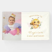 Paarse vlinder verjaardagsbanner spandoek (Horizontaal)