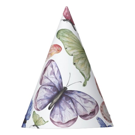 Paarse vlinder verjaardagsfeestje Pet Feesthoedjes (Voorkant)