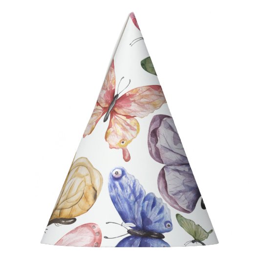 Paarse vlinder verjaardagsfeestje Pet Feesthoedjes (Links)